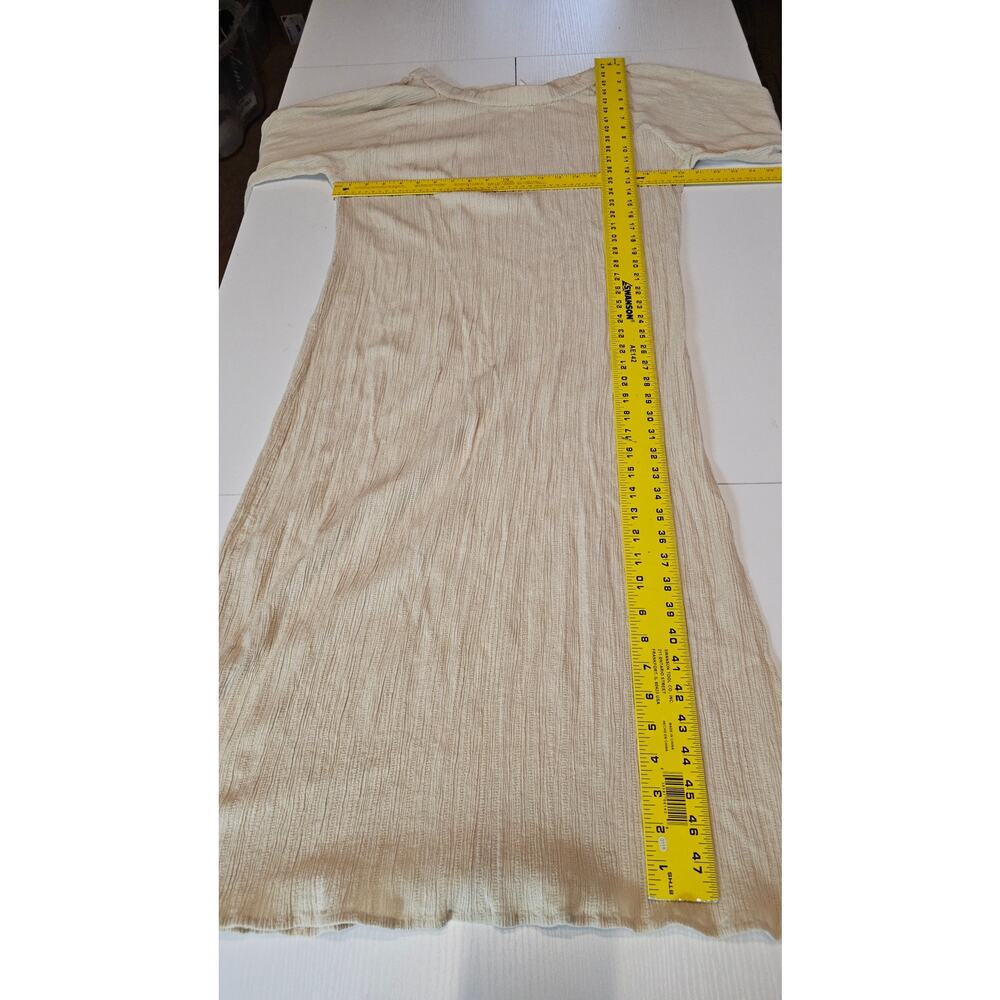 Maurie and Eve Taupe Beige Crinkle Off the Shoulder Maxi Dress Women's 10 3988 - Picture 12 of 13